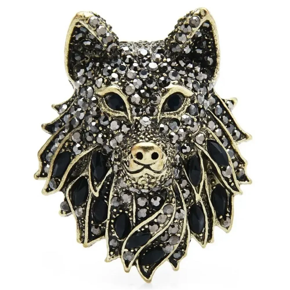 ‎WOLF RHINESTONE BROOCH
